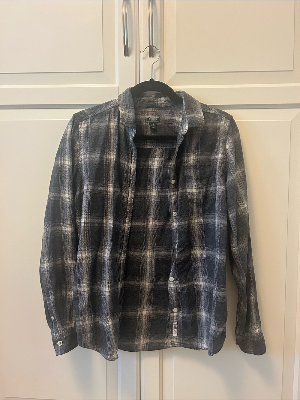 Roots Gray and White Plaid Button-Down Shirt